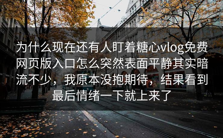 为什么现在还有人盯着糖心vlog免费网页版入口怎么突然表面平静其实暗流不少，我原本没抱期待，结果看到最后情绪一下就上来了